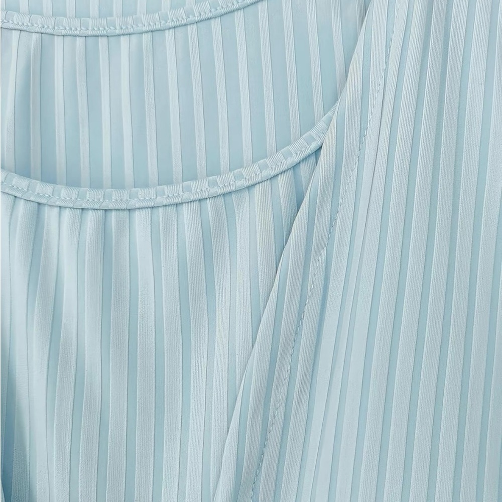 Chic Blue Ribbed Three-Piece Outfit - Picture 6 of 6